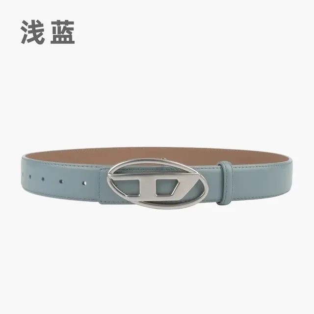 Diesel Logo Buckle Belt Light Blue