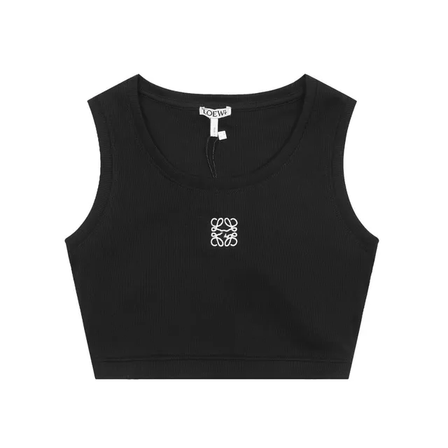 Loewe Ribbed Crop Top Anagram Embroidery