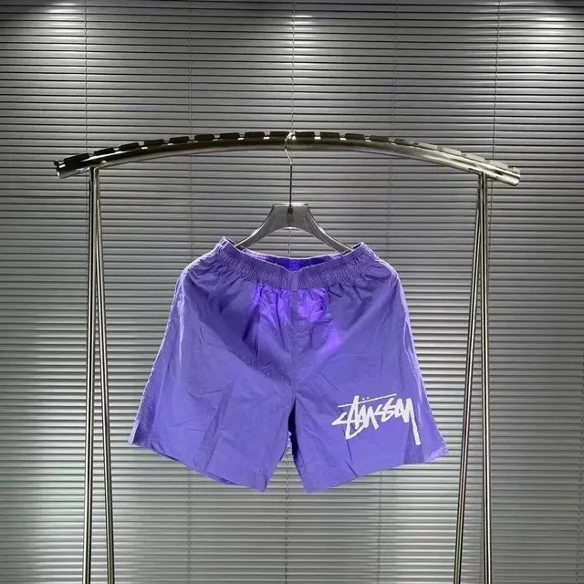 Stüssy Logo Shorts Purple with White Graffiti Logo