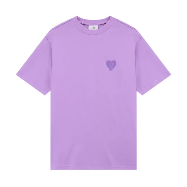 AMI Paris Heart Embroidery Tee Lavender