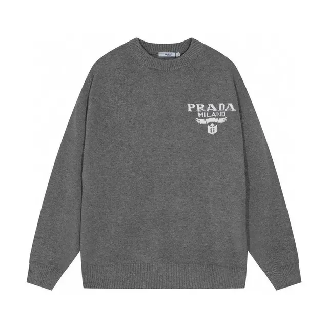 Prada Knit Sweater Logo Intarsia