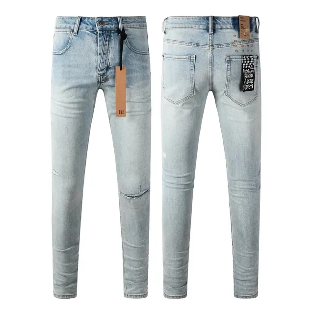 Slim Fit Jeans Light Wash Distressed