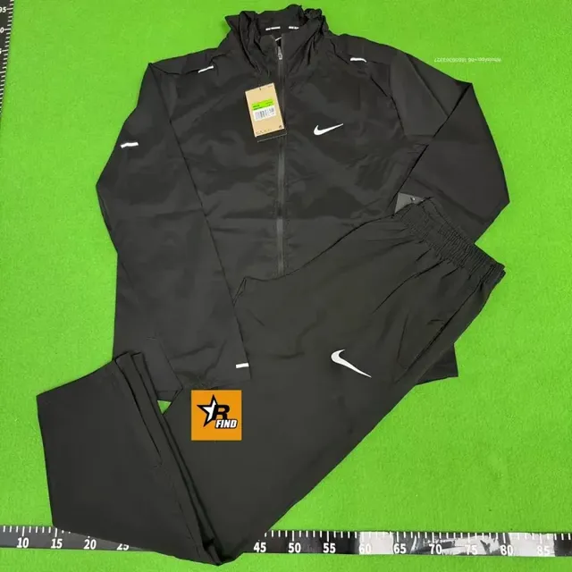 Nike Windrunner Jacket and Pants Set Black with White Swoosh