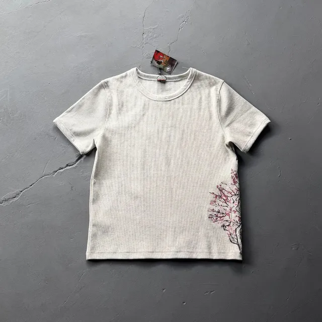 Ribbed Tee Cherry Blossom Print