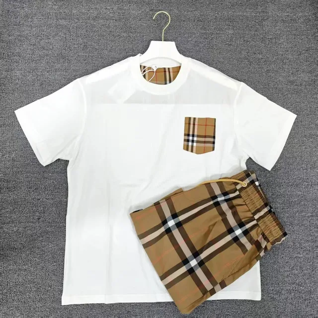 Burberry Check Pocket Tee & Shorts Set Classic Check