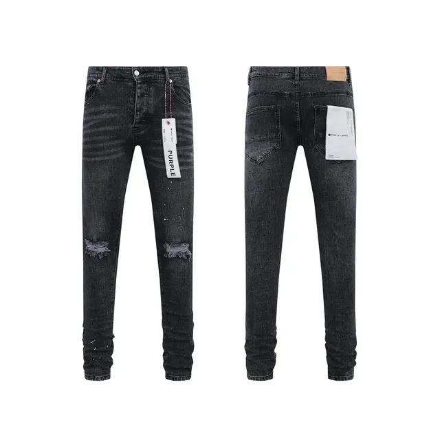 Purple Brand Slim Fit Jeans Distressed Black