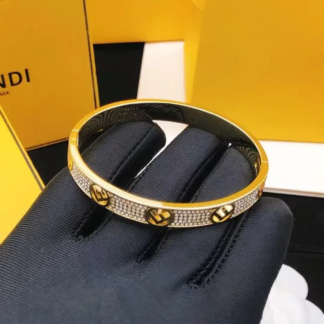 Fendi Bangle Crystal-Embellished FF Logo