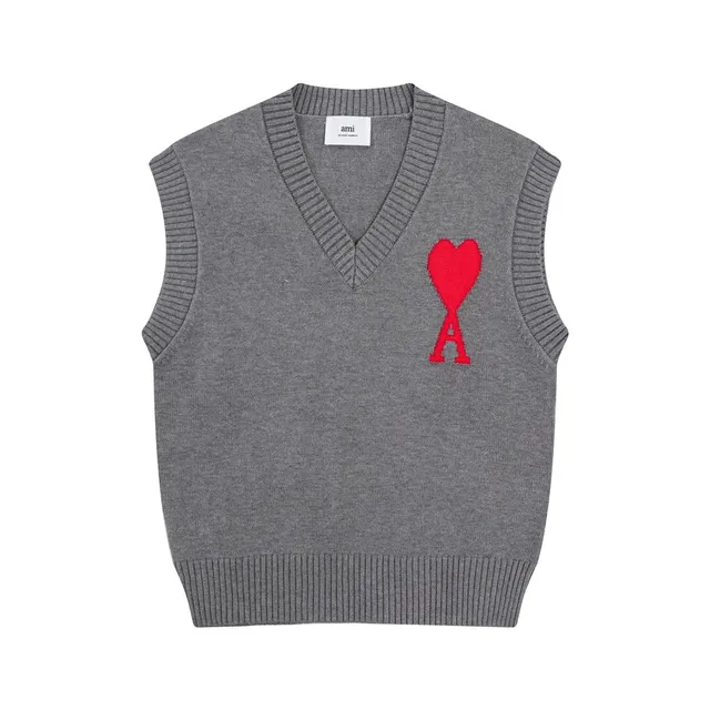 AMI Paris V-Neck Vest Heart Logo