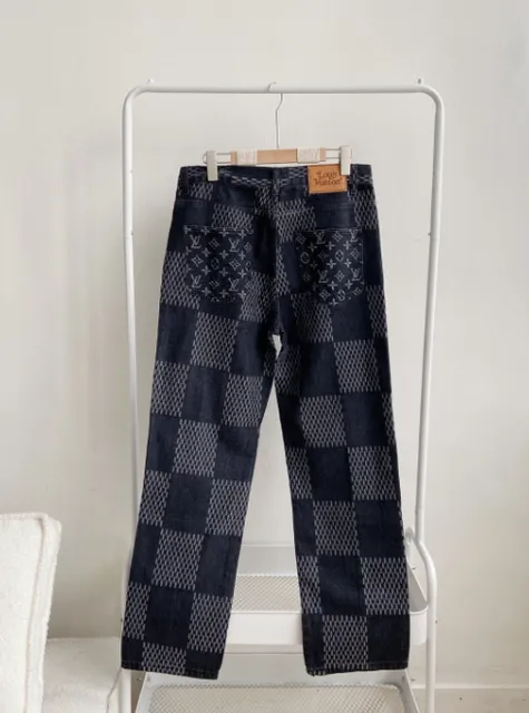 Louis Vuitton Checkered Denim Trousers Monogram Canvas Patchwork