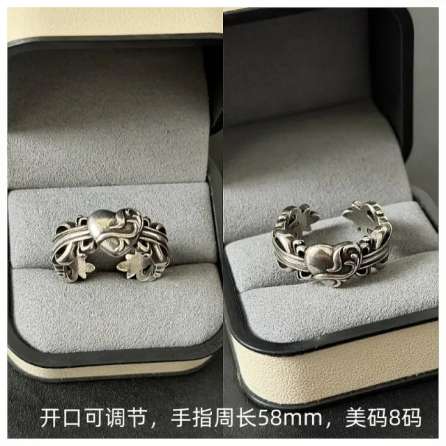Chrome Hearts Open Ring Heart and Leaf Motif