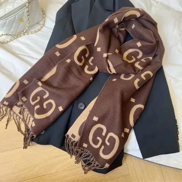 Gucci GG Logo Scarf Brown Beige Monogram