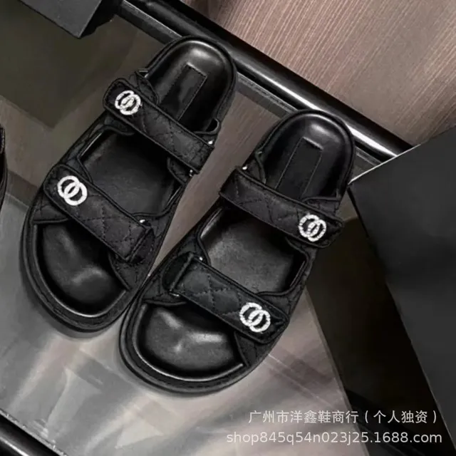 Chanel Double Strap Sandal Quilted with CC Logo
