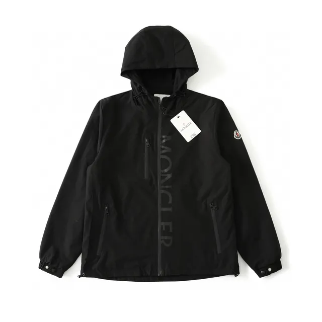 Moncler Logo-Print Hooded Jacket Black
