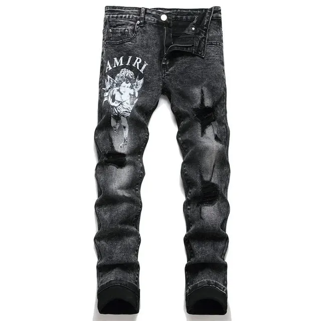 Amiri Distressed Jeans Angel Print