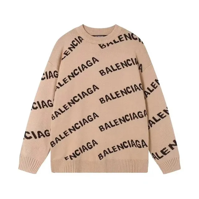 Balenciaga Logo Knit Sweater All-Over Logo