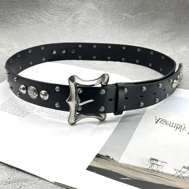 [square buckle rivets] croch ch holy sword heart belt