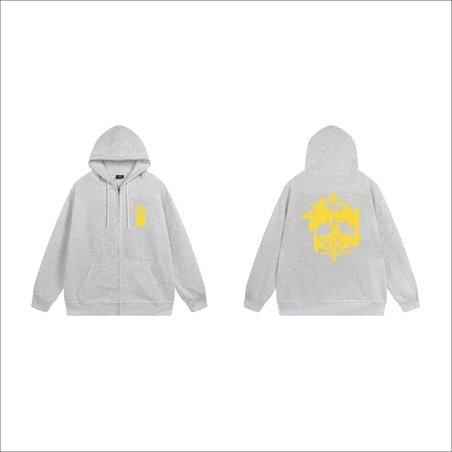 Stüssy Zip-Up Hoodie Yellow Logo