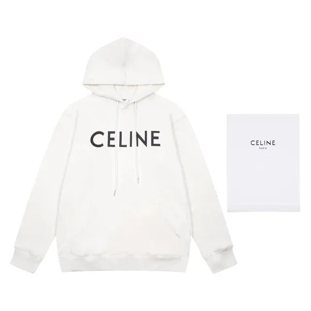 Celine Logo Hoodie Black Logo