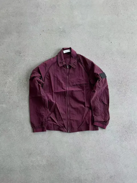 Stone Island Crinkle Nylon Jacket Deep Red