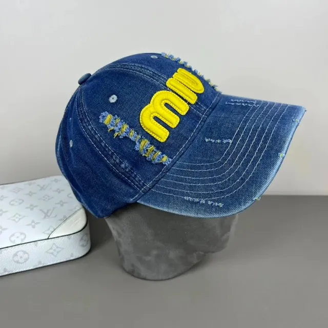 Miu Miu Denim Cap Embroidered Logo