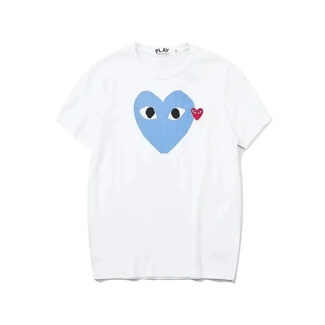 Comme des Garçons Heart Tee Blue Heart with Red Mini Heart