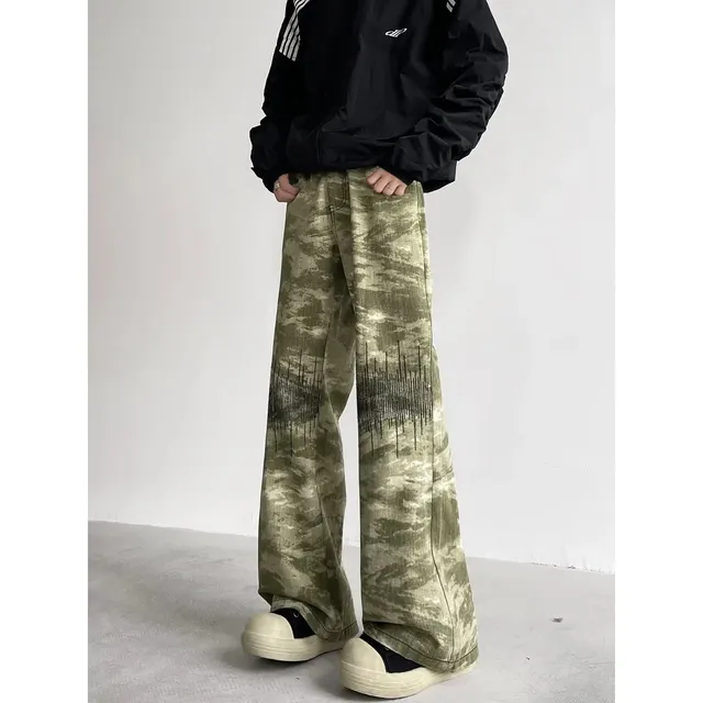 Adidas Wide-leg Camo Trousers Soundwave Print
