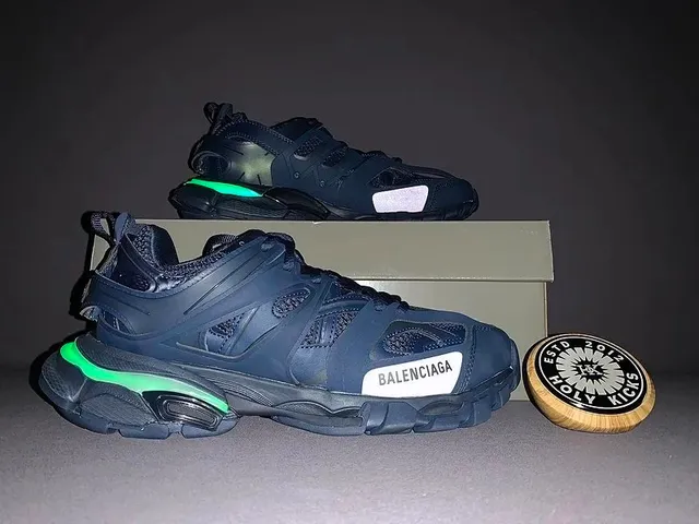 Balenciaga Triple S Navy with Neon Green Sole