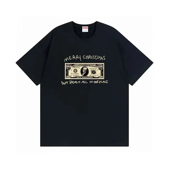 Supreme Graphic Tee Merry Christmas Dollar Bill