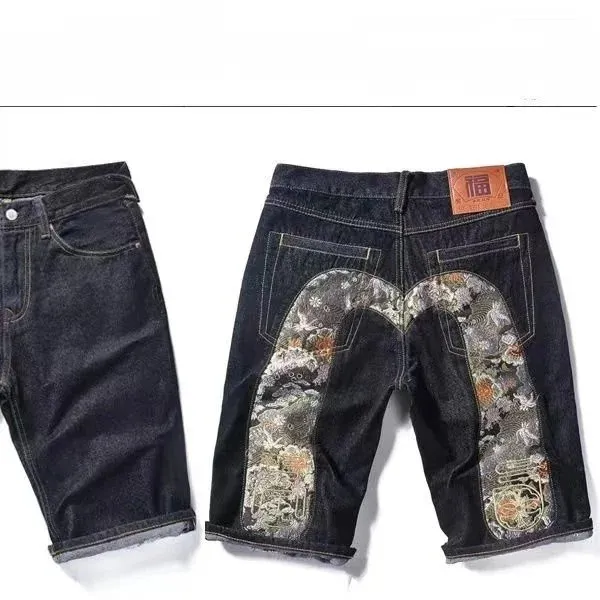 Evisu Denim Shorts Embroidered Back Panel