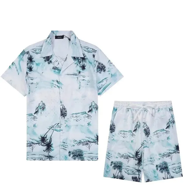 Amiri Hawaiian Print Set Tropical Palm Print