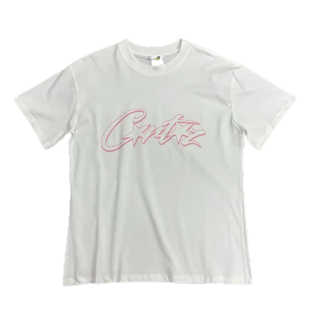 Corteiz Script Logo Tee Pink Outline
