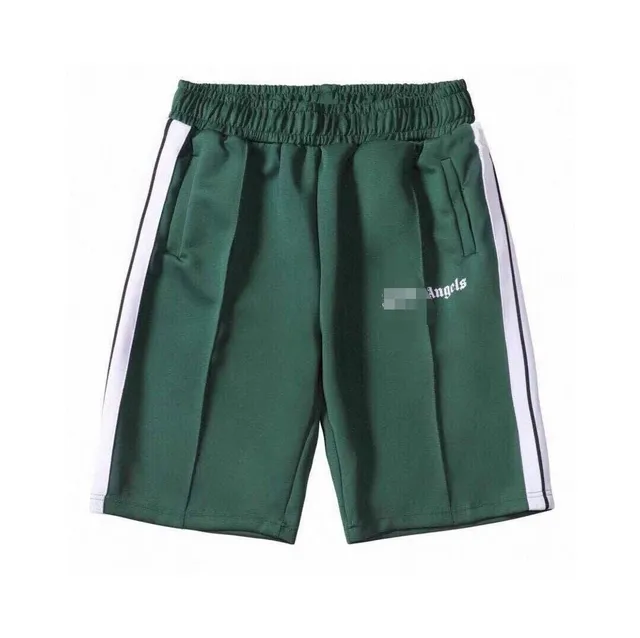 Palm Angels Track Shorts Green with Side Stripes