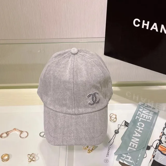 Chanel Baseball Cap Denim with Crystal CC Logo