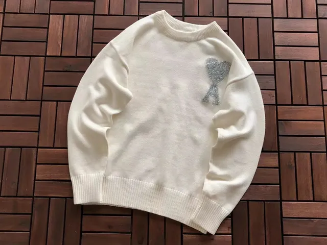 Amiri Knit Sweater Glitter Heart Logo