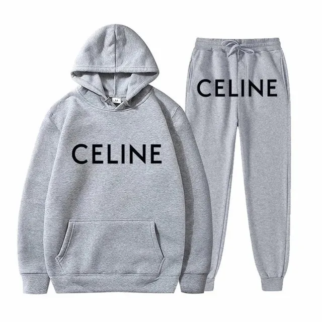 Celine Hoodie and Joggers Set Logo Print