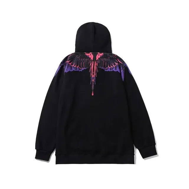 Marcelo Burlon Wings Hoodie Black with Pink and Purple Wings