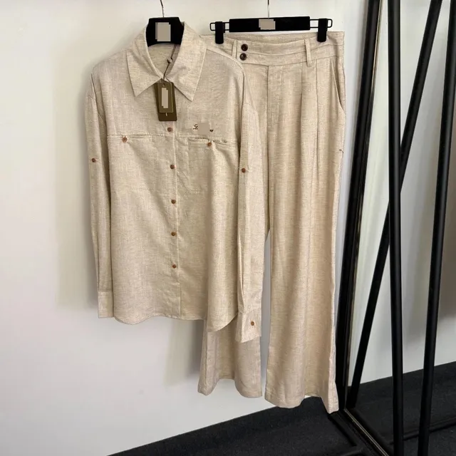 Two-Piece Linen Set Beige