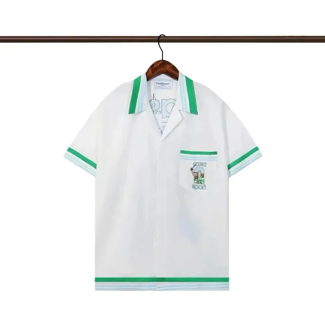Casablanca Tennis Club Shirt White with Green and Blue Trim