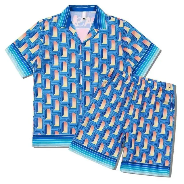Palace Camp Collar Shirt and Shorts Set Geometric Print