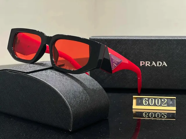 Prada Sunglasses Black Frame Red Lenses