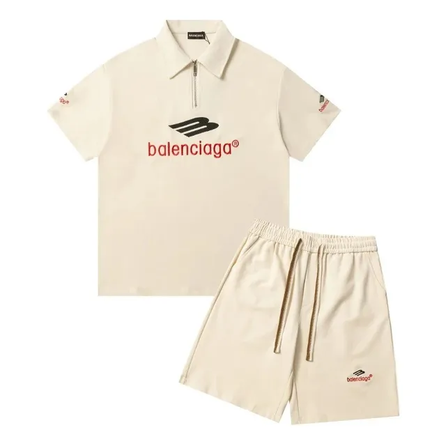 Balenciaga Polo and Shorts Set Logo Embroidered