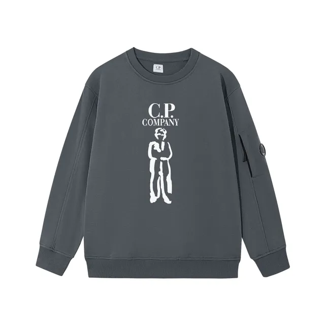 C.P. Company Crewneck Sweatshirt Logo Print with Goggle Patch