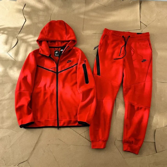 Nike Tech Fleece Hoodie and Joggers University Red
