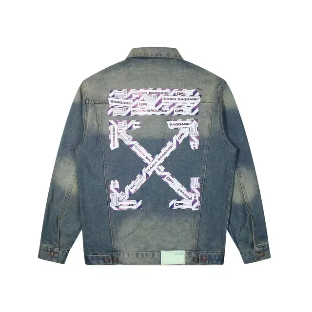 Off-White Denim Jacket Cabin Baggage Tape Print