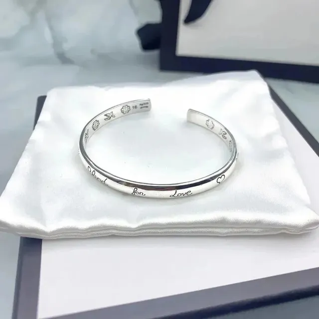 Swarovski Cuff Bracelet Engraved 'Kind for Love' with Floral Motifs
