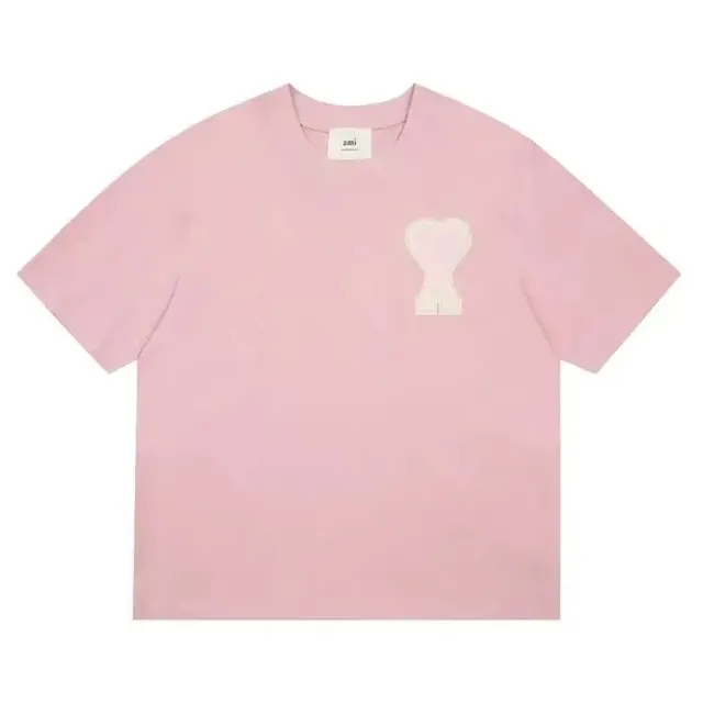 AMI Paris Heart Logo T-Shirt Pastel Pink