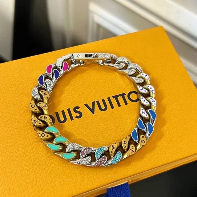 Louis Vuitton Chain Bracelet Multicolor Enamel and Crystal