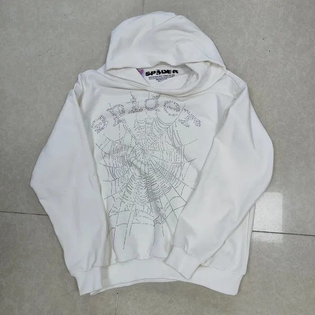 Sp5der Hoodie Spiderweb Rhinestone