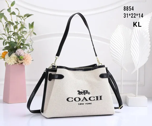 Coach Canvas Tote Logo Print