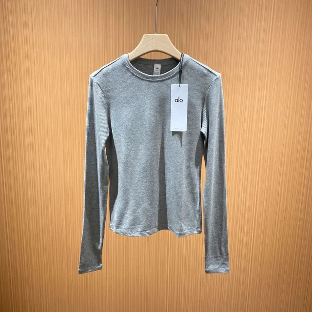 Alo Yoga Ribbed Long Sleeve Top Heather Grey